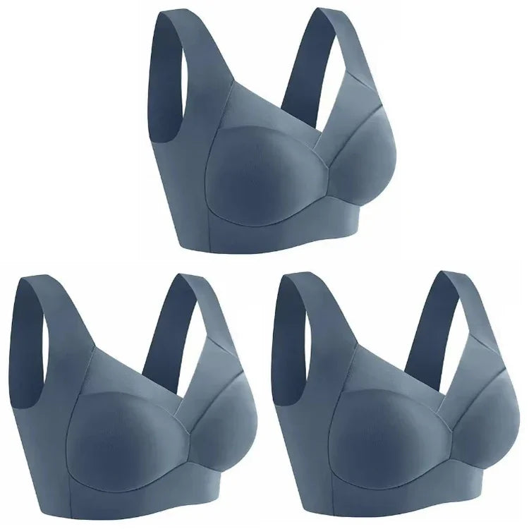 3pcs Ice Silk Seamless Sport Bra Gather Prevent Sagging No Steel Ring Comfortable Large Size