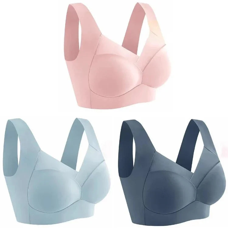 3pcs Ice Silk Seamless Sport Bra Gather Prevent Sagging No Steel Ring Comfortable Large Size