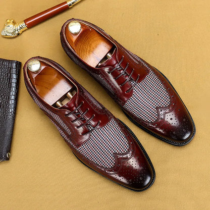 Leather Brogues – Fashion Wedding Party Men Dress Shoes, Italian Designer Male Driving Formal Shoes, Lace-Up Men Oxfords, Big Size