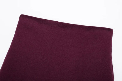 Elegant Knitted Cardigan – Burgundy Red, V-Neck, Slim Fit, Long Sleeve, Autumn Office Chic Outerwear