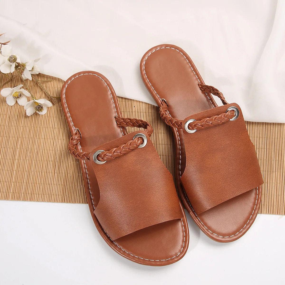 Square Head Cross Flat Summer Sandals – Simple Flip-flops, Women’s Wear Slippers, Beach Slippers