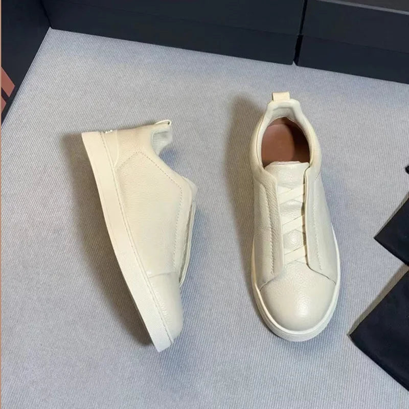 From The Factory Top Layer Cow Leather Breathable Summer Casual Shoes Luxury Deer Skin Board Versatile New Men's Shoes