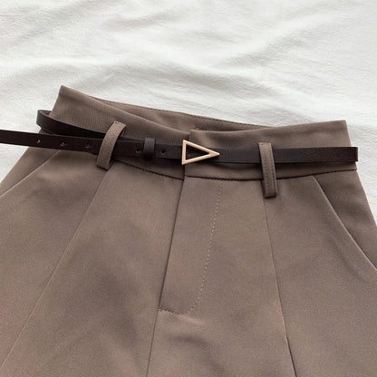 Casual Women's A-Line Shorts – High Waist, Chic, Office Lady Style, Belted, Vintage, Spring/Summer