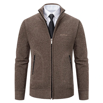 Knitwear Men's Stand-up Collar Thick Warm Cardigan Sweater – Loose Fit, Casual Winter Coat