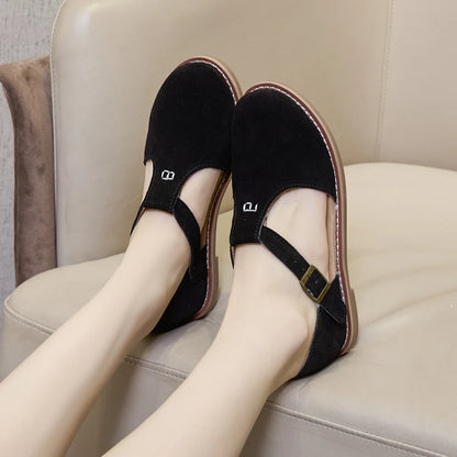 Flat-Soled Retro Frosted Genuine Leather Women's Sandals - New Hollow Roman Baotou Sandals for Women