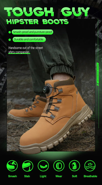 Waterproof Safety Boots Men - Indestructible Steel Toe Work Boots, Anti-smash, Stab-resistant Safety Shoes, Biker Botas Para Hombre