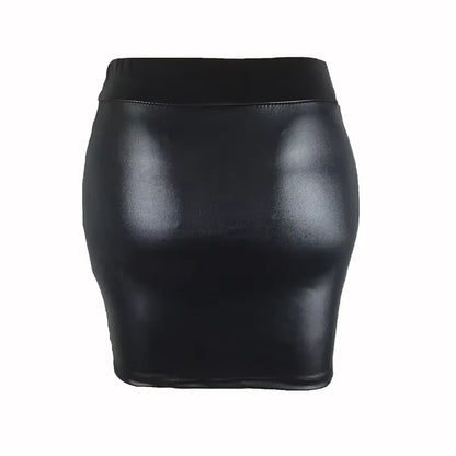 Slim Imitation Leather Pencil Mini Skirt High Waist