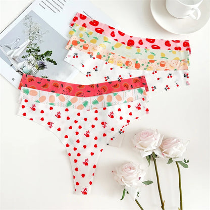 4PCS Ultra Soft Thong Panties – Sexy Graphic Print, Seamless, Stretch, Leopard G-String, Comfortable Lingerie