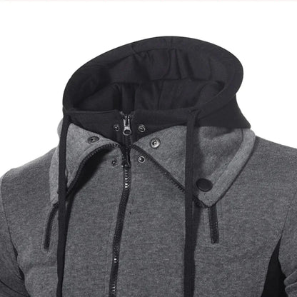 Zip-Up Men's Hoodie – Thick Fleece, Heavyweight Hooded Jacket for Autumn/Winter, Warm Outdoor Coa
