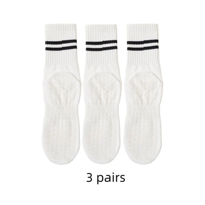 3 Pairs Mid-tube Socks Cotton Professional Non-slip Silicone