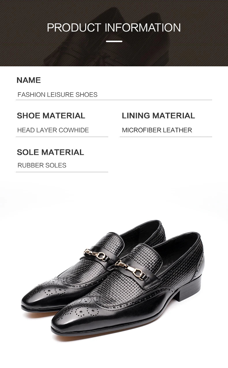 Fashion Business Casual Genuine Leather Shoes – Handmade Party Wedding Wear, Men Office Dress Shoe, Big Size, Black Loafers