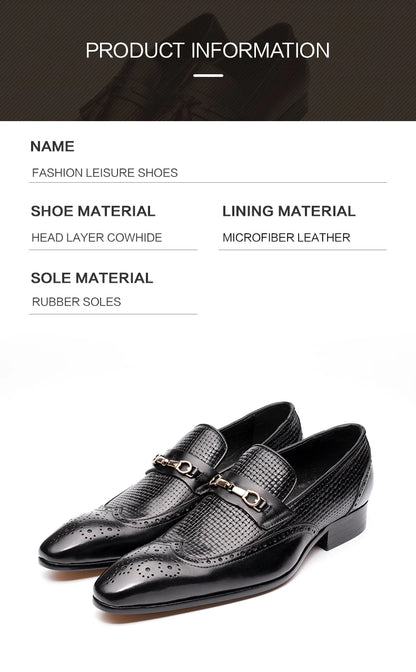 Fashion Business Casual Genuine Leather Shoes – Handmade Party Wedding Wear, Men Office Dress Shoe, Big Size, Black Loafers