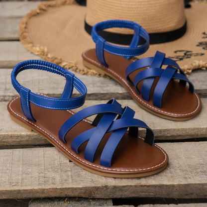 Chic Spring Essential - Women's Lightweight Flat Sandals with Easy-Fit Elastic Band, Perfect for All-Day Comfort and Style