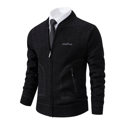 Knitwear Men's Stand-up Collar Thick Warm Cardigan Sweater – Loose Fit, Casual Winter Coat