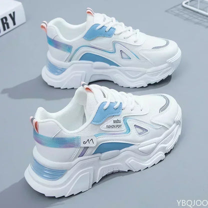 Platform Flat Shoes – Women's Green Casual Trainers, Ladies Chunky Sneakers, Women’s Sneakers