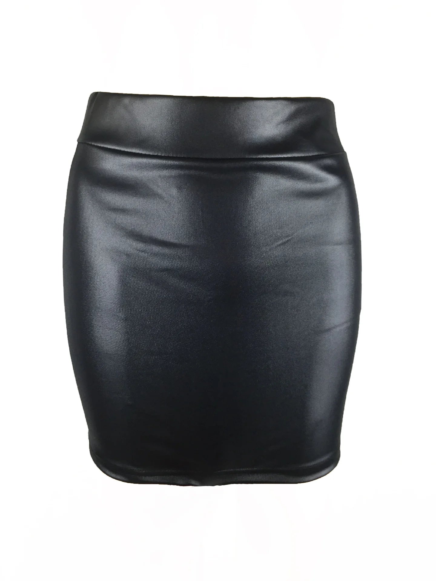 Slim Imitation Leather Pencil Mini Skirt High Waist