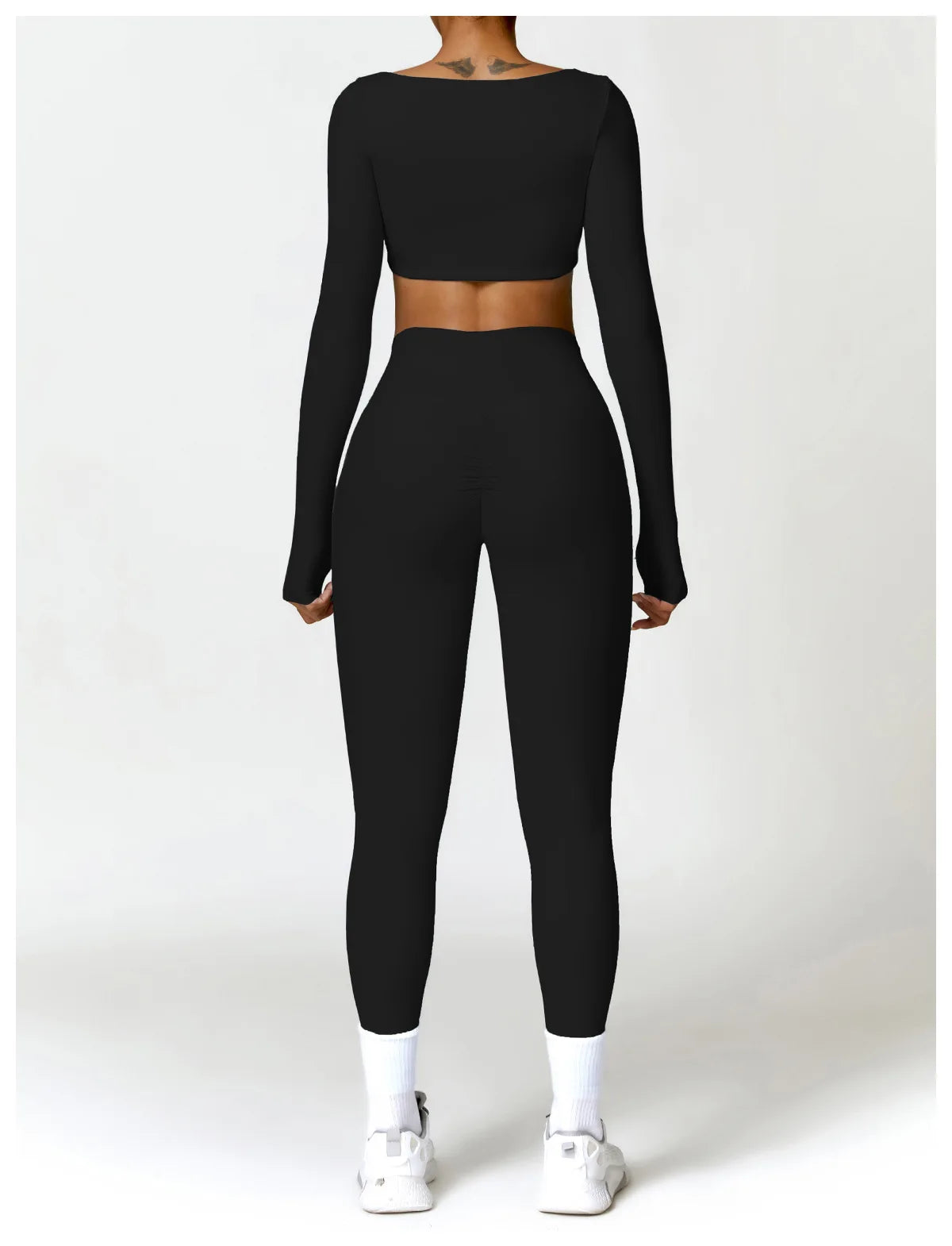 Sportswear Set – Long-Sleeve Top & High-Waisted Shorts or Leggings