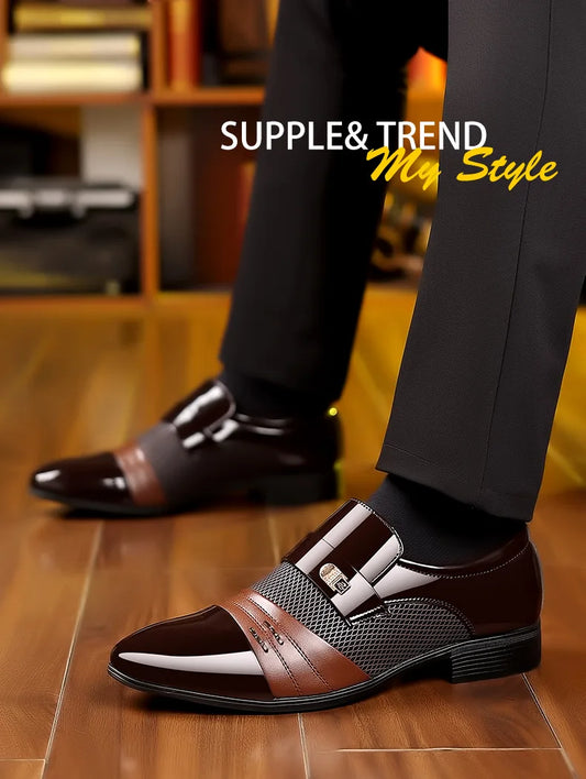 Leather Shoes – Luxury Brand, Pointed Business Dress Work Shoes, Wedding Shoes for Men, Formal Shoes, Plus Size, Vintage Men's Shoes