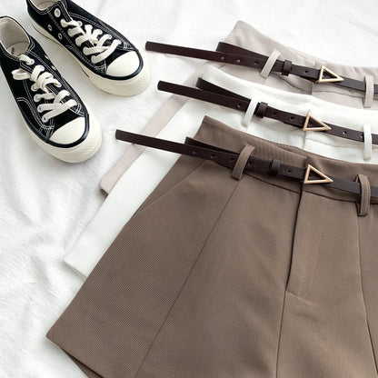 Casual Women's A-Line Shorts – High Waist, Chic, Office Lady Style, Belted, Vintage, Spring/Summer