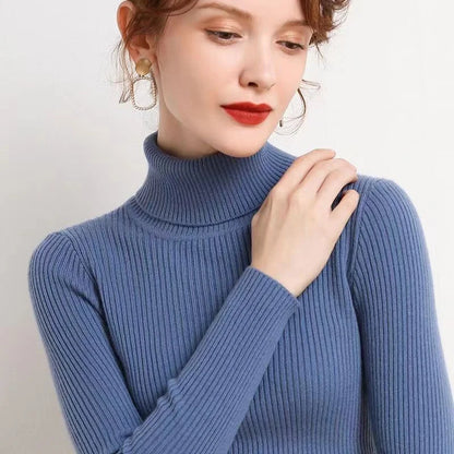 Turtleneck Knitted Sweater – Slim Fit, Korean Style, Pullover, Autumn Winter Top