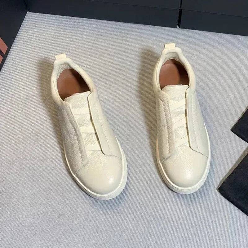 From The Factory Top Layer Cow Leather Breathable Summer Casual Shoes Luxury Deer Skin Board Versatile New Men's Shoes