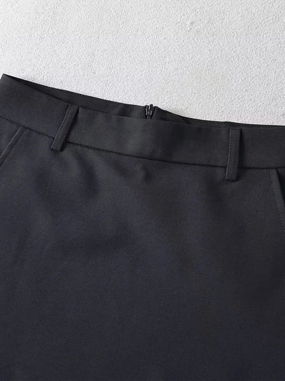 Women's Fashion A-Line Mini Skirt – Solid Color, Back Zipper, Vintage High Waist, Chic Style