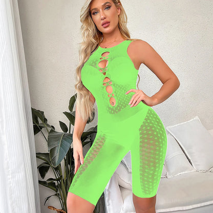 Sexy Lace Fishnet Nightdress – Hollow Out Mini Babydoll, Beachwear & Lingerie