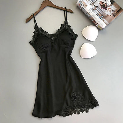 Sexy Silk Suspender Nightdress – Women's Spring & Summer Ice Silk Thin Halter Satin Nightdress
