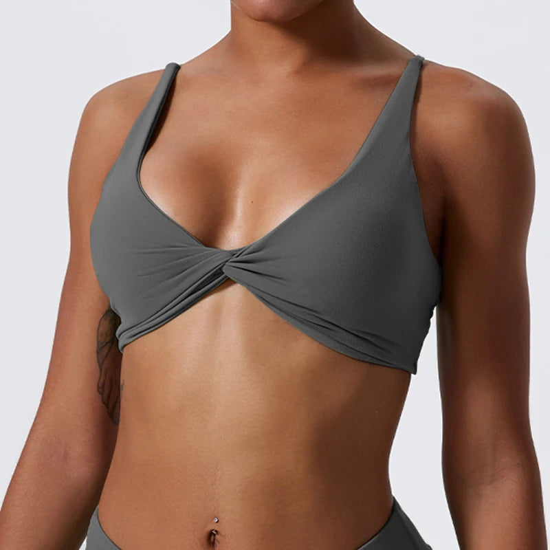 Shock-absorbing and push-up sports bra