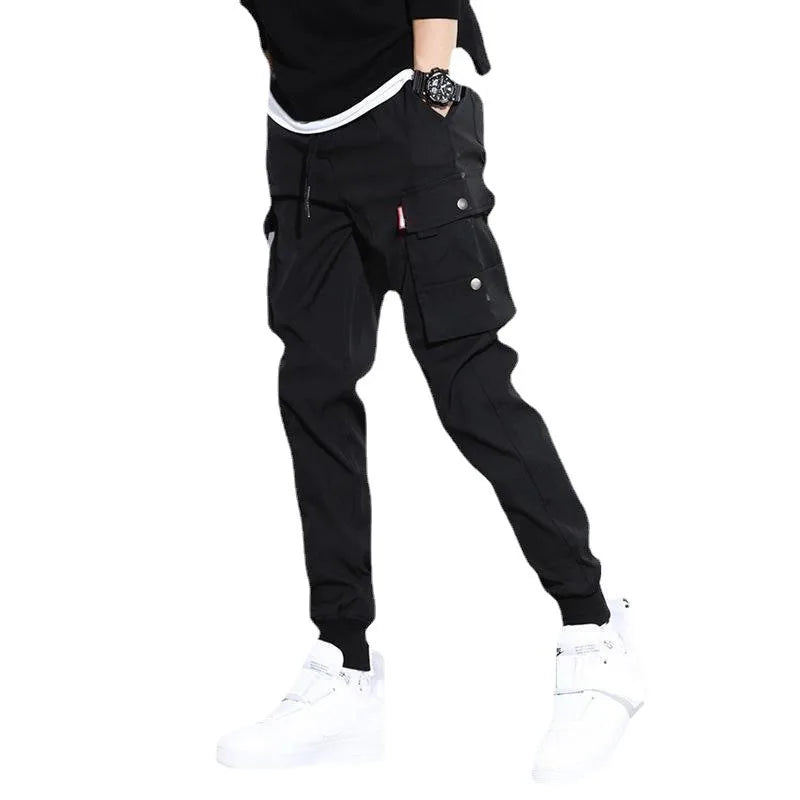 Trendy Solid Color Cargo Pants – Multi Flap Pockets, Loose Fit, Casual Outdoor and Workwear, Oversized Style