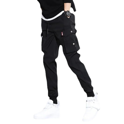 Trendy Solid Color Cargo Pants – Multi Flap Pockets, Loose Fit, Casual Outdoor and Workwear, Oversized Style