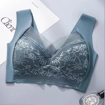 Women's Lace Bra – Perspective Bralette, Push Up Ice Silk Deep V Bra, Sexy Lingerie Tops, Plus Size Cup