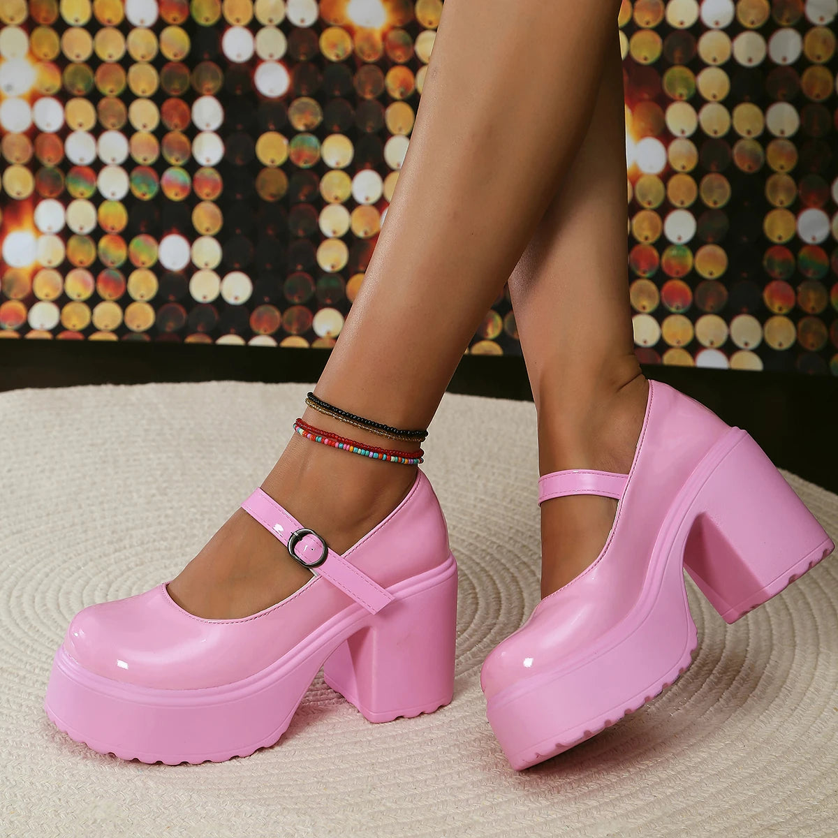 Super High Heels Mary Jane Shoes for Women – Goth Chunky Platform Pumps, Plus Size, Ankle Buckle, Party Lolita Shoes