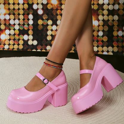 Super High Heels Mary Jane Shoes for Women – Goth Chunky Platform Pumps, Plus Size, Ankle Buckle, Party Lolita Shoes