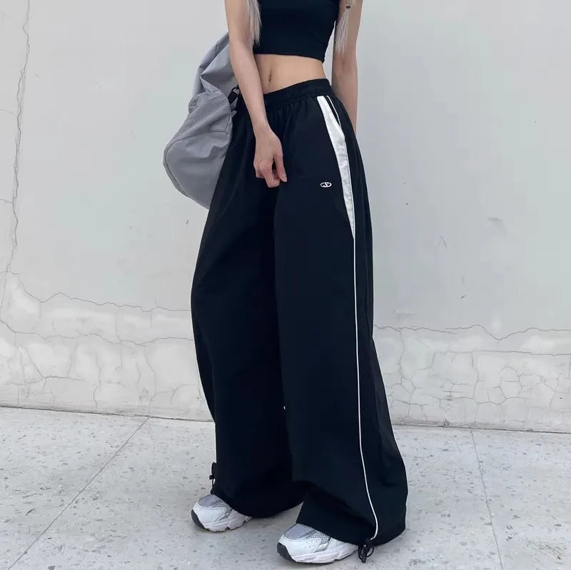 Y2K Vintage Loose Pants – Casual Streetwear, Hip Hop Style, Baggy Fit, High Waist, Wide Leg, Solid Joggers