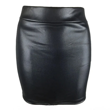 Slim Imitation Leather Pencil Mini Skirt High Waist