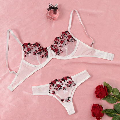 Round Up Night Sexy Lingerie Set – Women's 2-Piece Floral Embroidery, Erotic Underwear, Seductive Lenceria