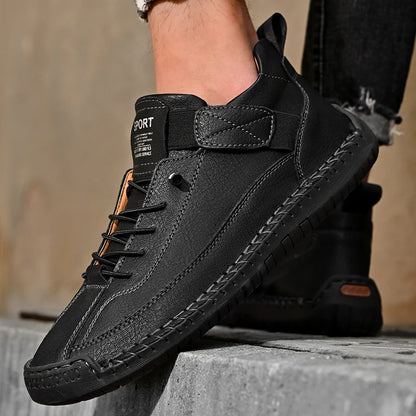 Handmade Leather Shoes – Casual Slip-on Loafers, Breathable Leather Flats for Men, Fashion Moccasins, Tooling Shoes, Plus Size
