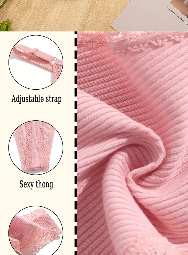 5PCS Sexy G-String Panties – Cotton, Adjustable Waist, Women's Bikini Thongs Lingerie
