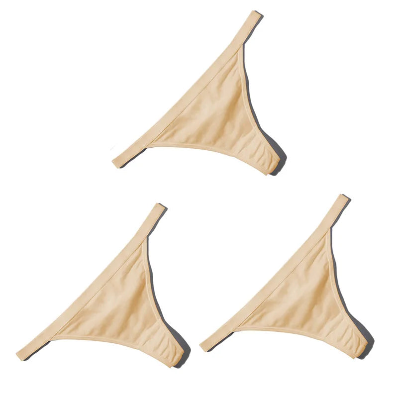 3PCS Sexy Cotton Thongs – Low Waist, Seamless, Breathable, Comfortable Women's G-String Underwear