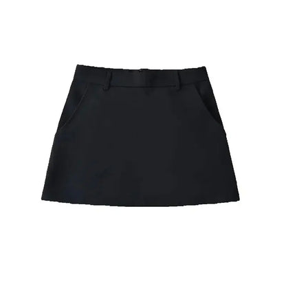 Women's Fashion A-Line Mini Skirt – Solid Color, Back Zipper, Vintage High Waist, Chic Style