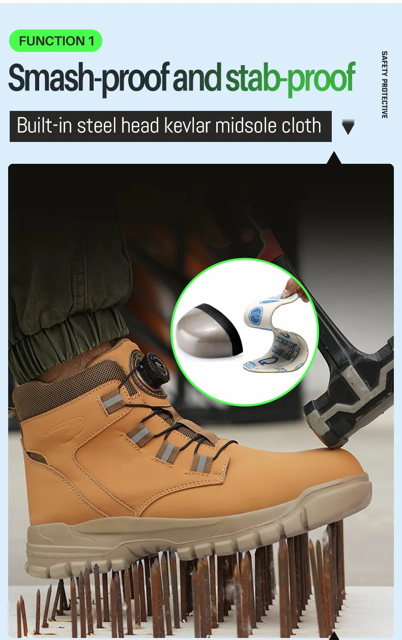 Waterproof Safety Boots Men - Indestructible Steel Toe Work Boots, Anti-smash, Stab-resistant Safety Shoes, Biker Botas Para Hombre