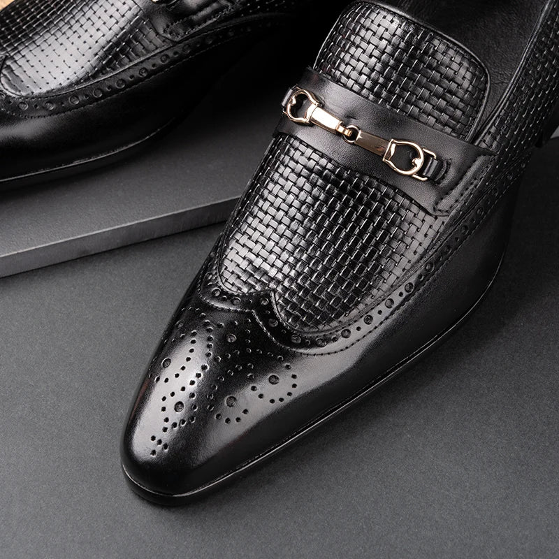 Fashion Business Casual Genuine Leather Shoes – Handmade Party Wedding Wear, Men Office Dress Shoe, Big Size, Black Loafers