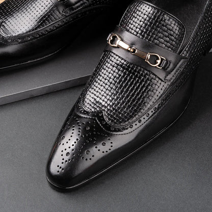Fashion Business Casual Genuine Leather Shoes – Handmade Party Wedding Wear, Men Office Dress Shoe, Big Size, Black Loafers