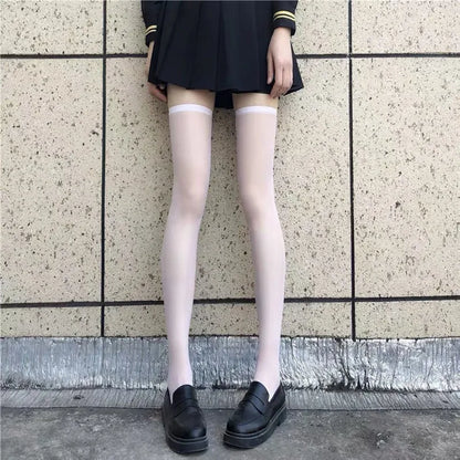 Summer Ultrathin Women's Silk Socks – Black, translucent, and stylish, with a medium calf sleeve