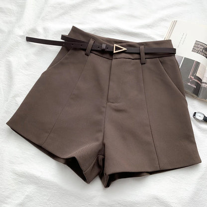 Casual Women's A-Line Shorts – High Waist, Chic, Office Lady Style, Belted, Vintage, Spring/Summer