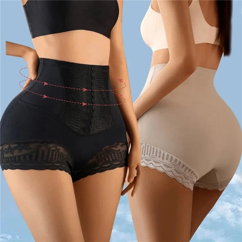 High Waist Control Panties Seamless Shapewear Briefs With Lace Slimming Shorts Flat Belly Shaping