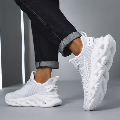 Comfortable Sneakers – Breathable Mesh Tennis Sports Running & Walking Outdoor Shoes for Men, Red Flying Weave, Slip-on Gym Shoes