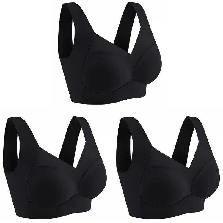 3pcs Ice Silk Seamless Sport Bra Gather Prevent Sagging No Steel Ring Comfortable Large Size