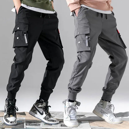 Trendy Solid Color Cargo Pants – Multi Flap Pockets, Loose Fit, Casual Outdoor and Workwear, Oversized Style
